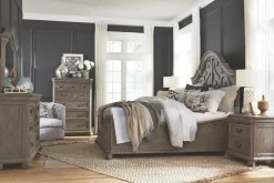 Bellamy Arch Panel Bed In Charcoal, Eastern King