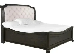 Bellamy Sleigh Bed W/ Storage In White, Queen