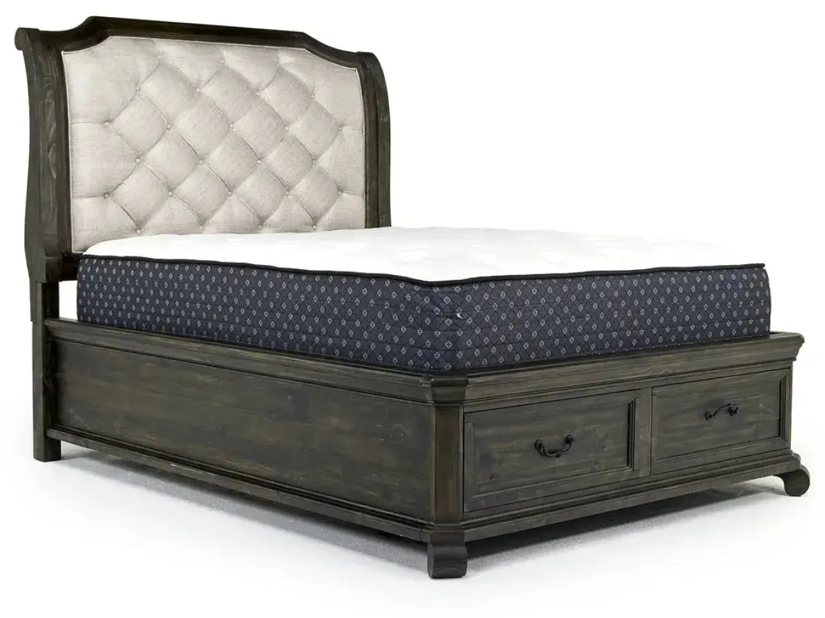 Bellamy Sleigh Bed W/ Storage In White, Queen