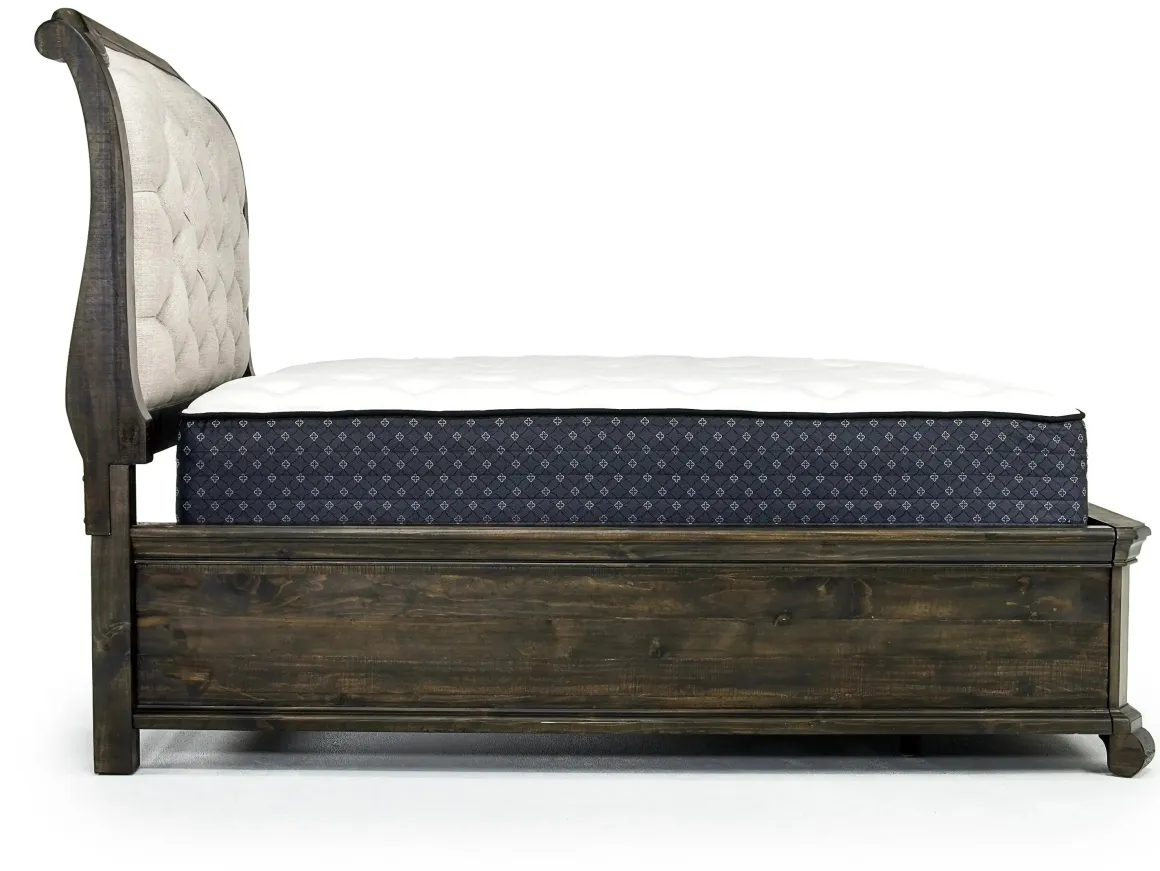 Bellamy Sleigh Bed W/ Storage In White, Queen