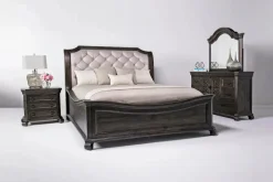 Bellamy Sleigh Bed W/ Storage In White, Queen