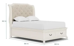 Bellamy Sleigh Bed W/ Storage In White, Queen