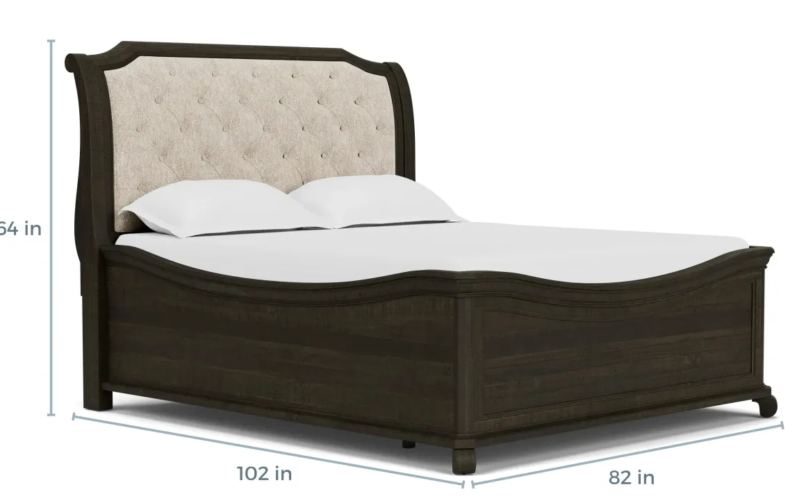 Bellamy Sleigh Bed W/ Storage In White, Queen