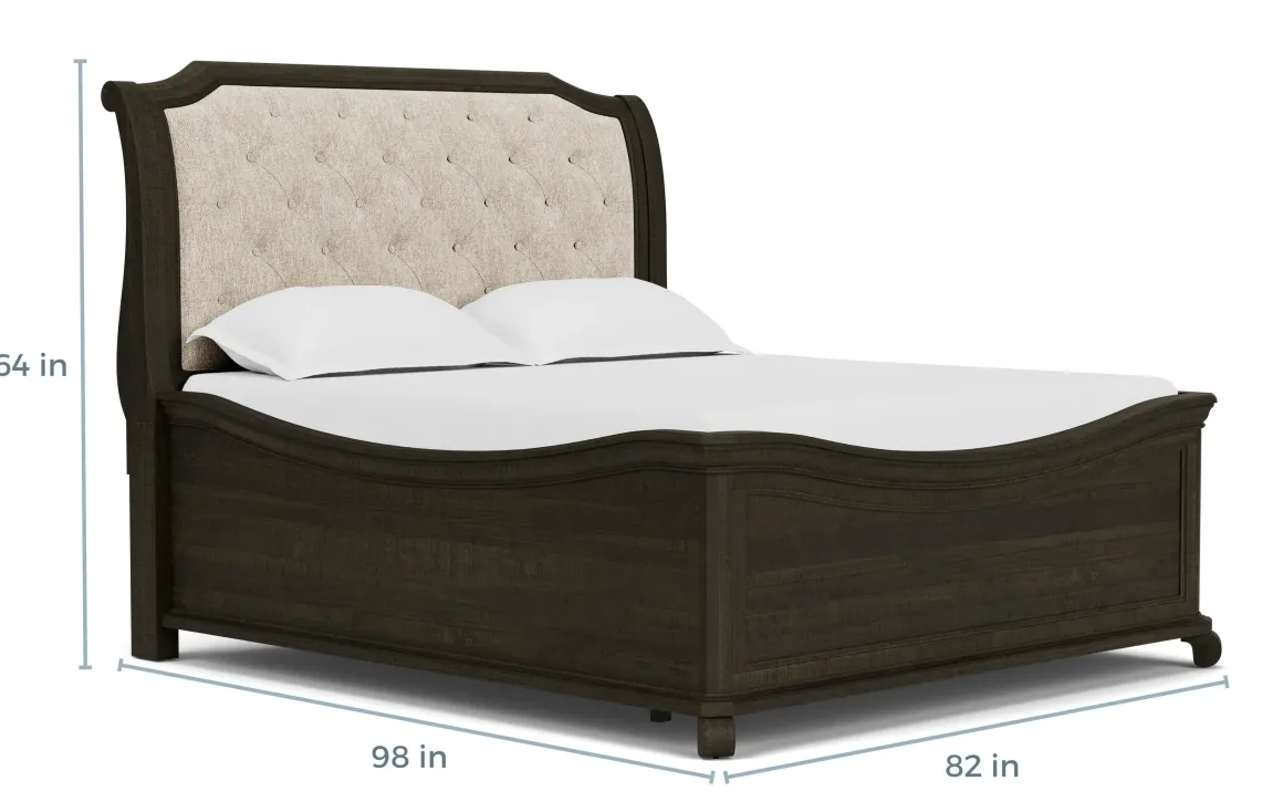 Bellamy Sleigh Bed W/ Storage In White, Queen