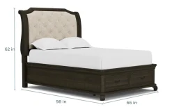 Bellamy Sleigh Bed W/ Storage In White, Queen