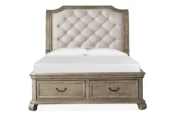 Bellamy Sleigh Bed W/ Storage In White, Queen