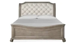 Bellamy Sleigh Bed W/ Storage In White, Queen