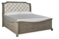 Bellamy Sleigh Bed W/ Storage In White, Queen
