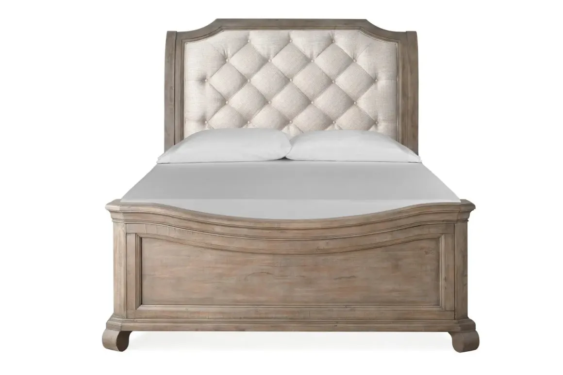 Bellamy Sleigh Bed W/ Storage In White, Queen