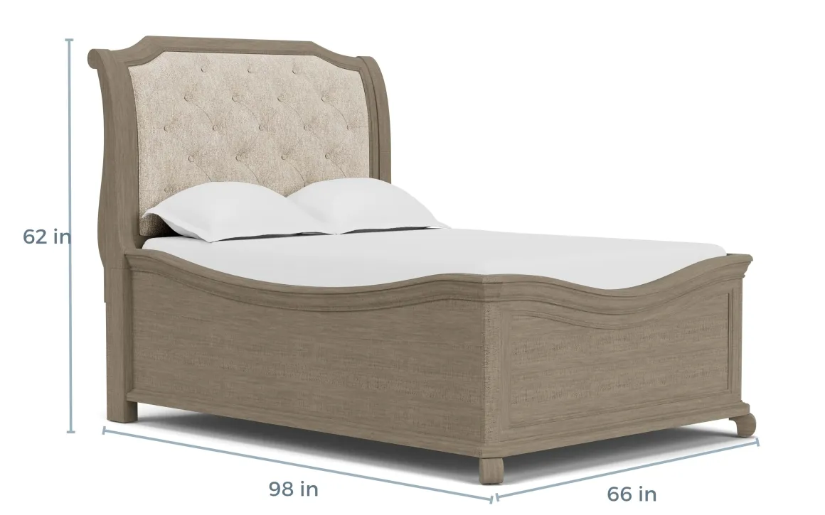 Bellamy Sleigh Bed W/ Storage In White, Queen