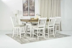Bellevue Counter Height Dining Table & 6 Stools In Antique White