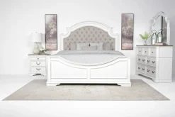 Bellevue Mirror In Antique White/ Walnut