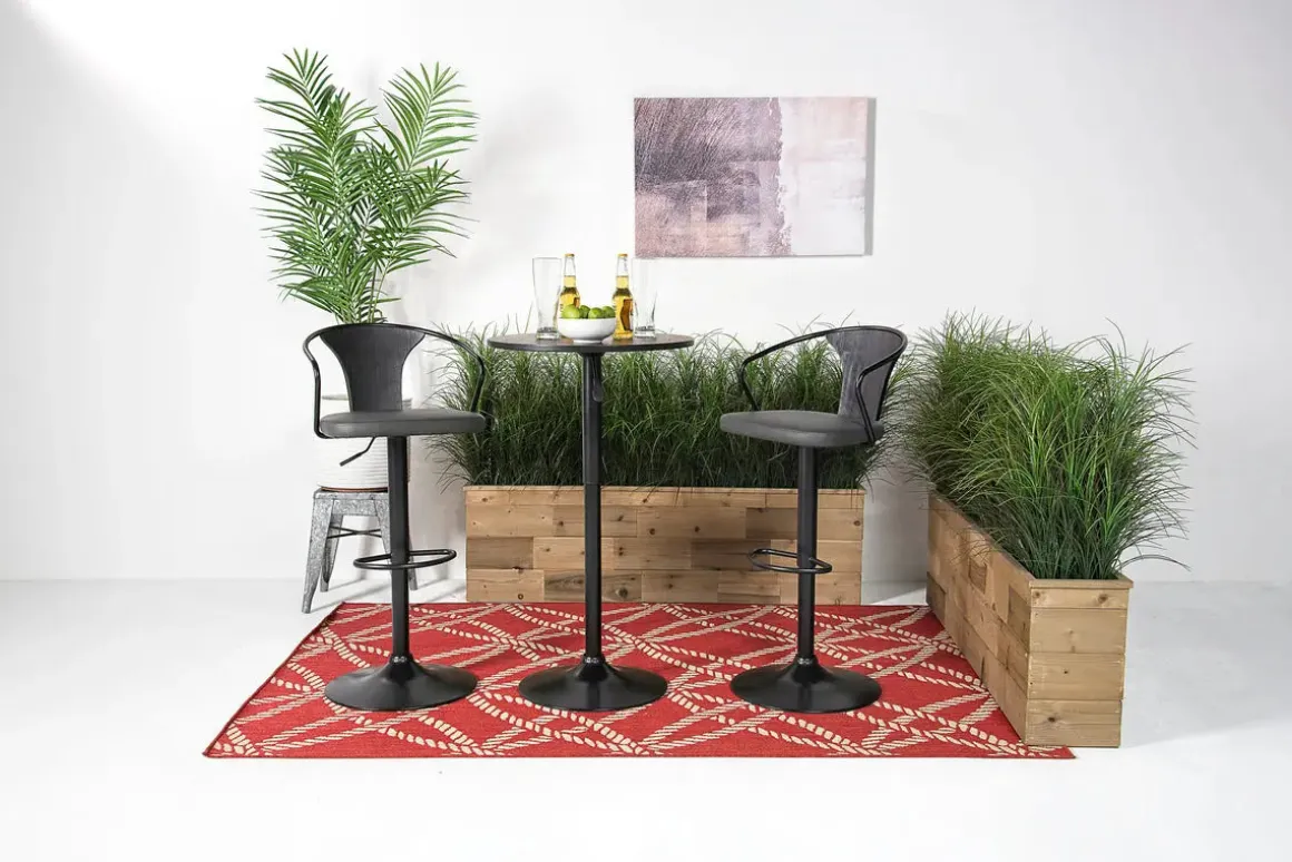 Bentley Adjustable Height Round Pub Table In Black & 2 Eagle Barstools, Swivel