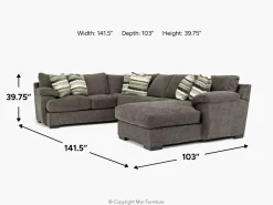 Bermuda Tux Loveseat Chaise Sectional Ii In Victory Sterling, Left Facing