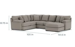 Bermuda Tux Loveseat Chaise Sectional, Left Facing, Down - Custom Order