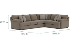 Bermuda Tux Sofa Sectional, Right Facing, Down - Custom Order