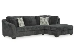 Biddeford Full Pullout Sofa Chaise In Shadow, Left Facing
