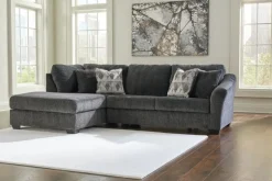 Biddeford Full Pullout Sofa Chaise In Shadow, Left Facing