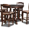 Bixby Round Counter Height Dining Table & 4 Stools In Espresso