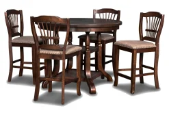 Bixby Round Counter Height Dining Table & 4 Stools In Espresso