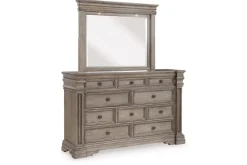Blairhurst Panel Bed, Dresser, Mirror & Nightstand In Light Grayish Brown, Queen