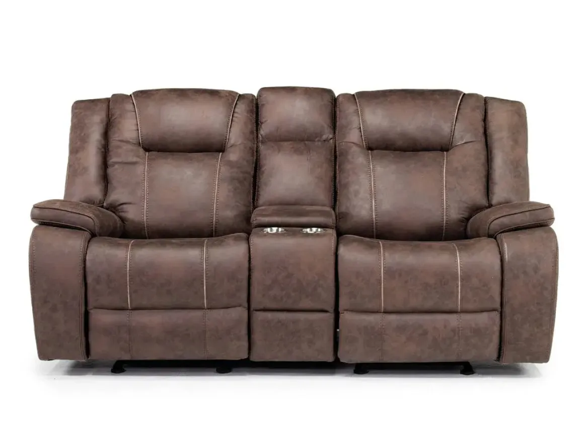 Blake 2 Power Console Loveseat In Reina Bark