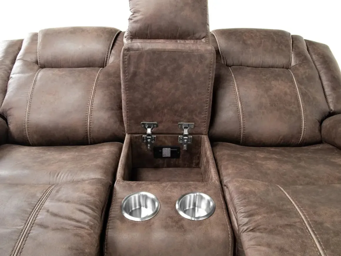 Blake 2 Power Console Loveseat In Reina Bark