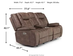 Blake 2 Power Console Loveseat In Reina Bark