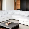 Bliss Tux Loveseat Chaise Sectional In Mist Gray