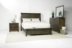 Blue Ridge Panel Bed, Dresser, Mirror & Nightstand In Rustic Gray, Queen