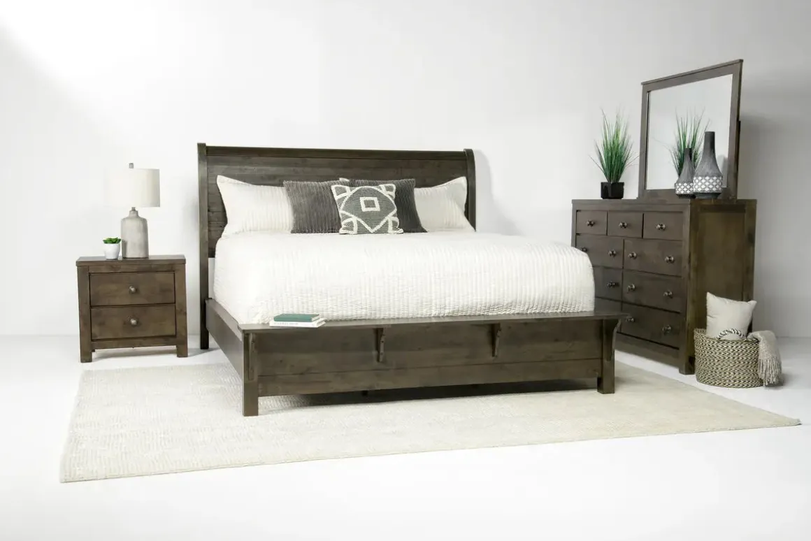 Blue Ridge Panel Bed In Rustic Gray, Queen