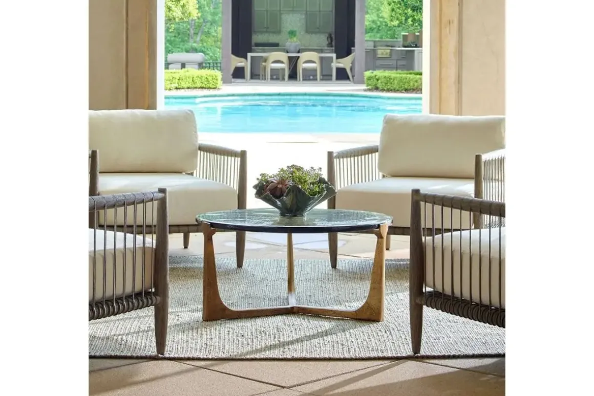 Bohdi Outdoor Round Coffee Table In Gold