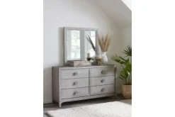 Boho Chic Platform Bed, Dresser, Mirror & Nightstand In Washed White, Full