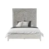 Boho Chic Platform Bed In Washed White, Full