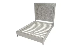 Boho Chic Platform Bed In Washed White, Full