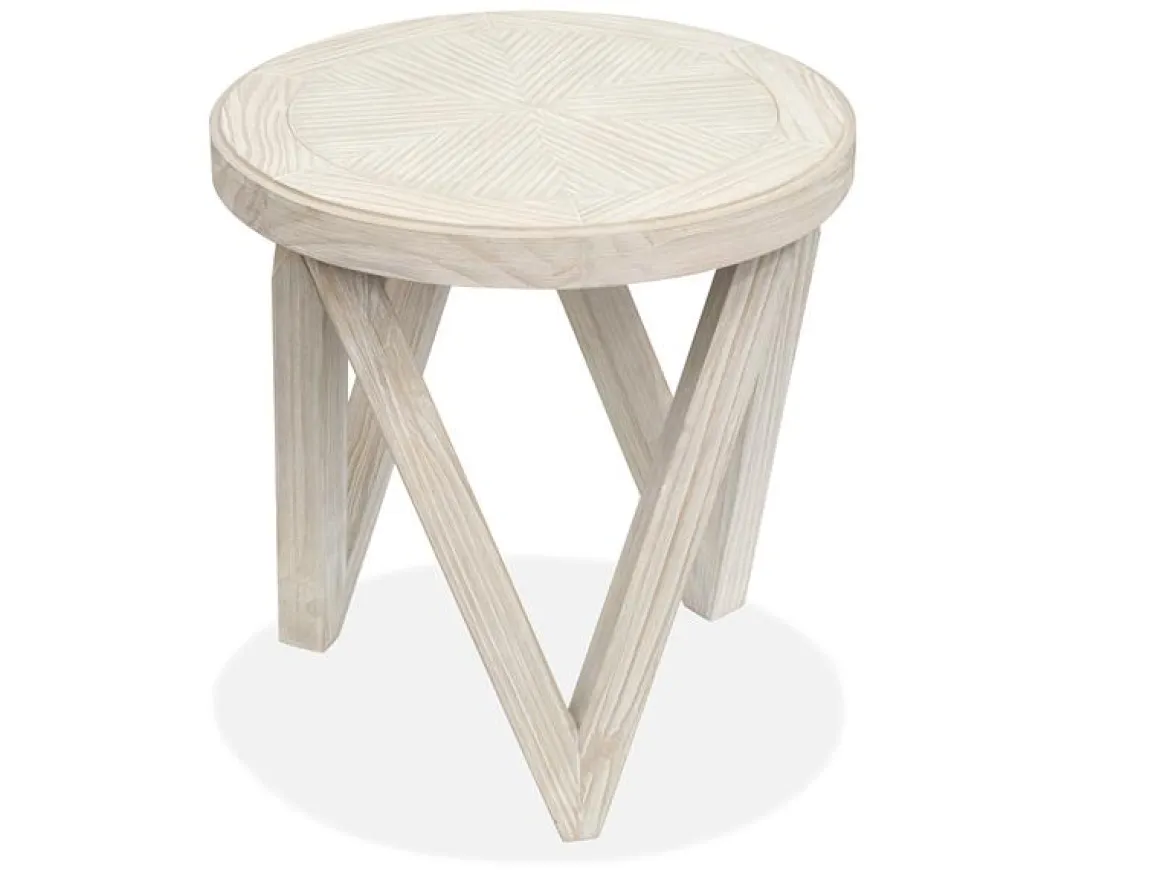 Bostwick Round End Table In Coconut Cream
