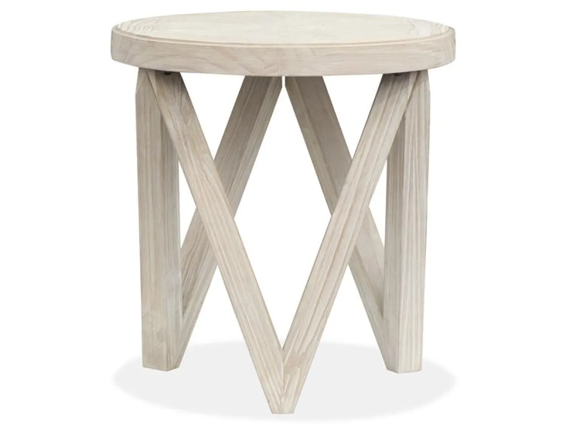 Bostwick Round End Table In Coconut Cream
