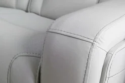 Bowden 2 Power Console Loveseat W/ Cooler In Blanca Light Gray Leather