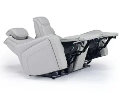 Bowden 2 Power Console Loveseat W/ Cooler In Blanca Light Gray Leather