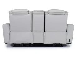 Bowden 2 Power Console Loveseat W/ Cooler In Blanca Light Gray Leather