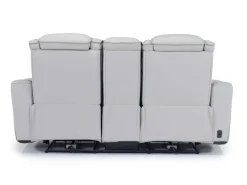 Bowden 2 Power Console Loveseat W/ Cooler In Blanca Light Gray Leather