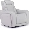 Bowden 2 Power Recliner In Blanca Light Gray Leather