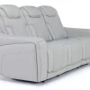 Bowden 2 Power Sofa W/ Drop Down Table In Blanca Light Gray Leather