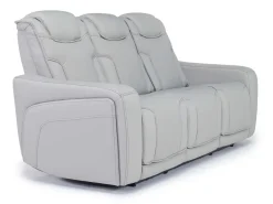 Bowden 2 Power Sofa W/ Drop Down Table In Blanca Light Gray Leather