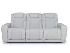 Bowden 2 Power Sofa W/ Drop Down Table In Blanca Light Gray Leather