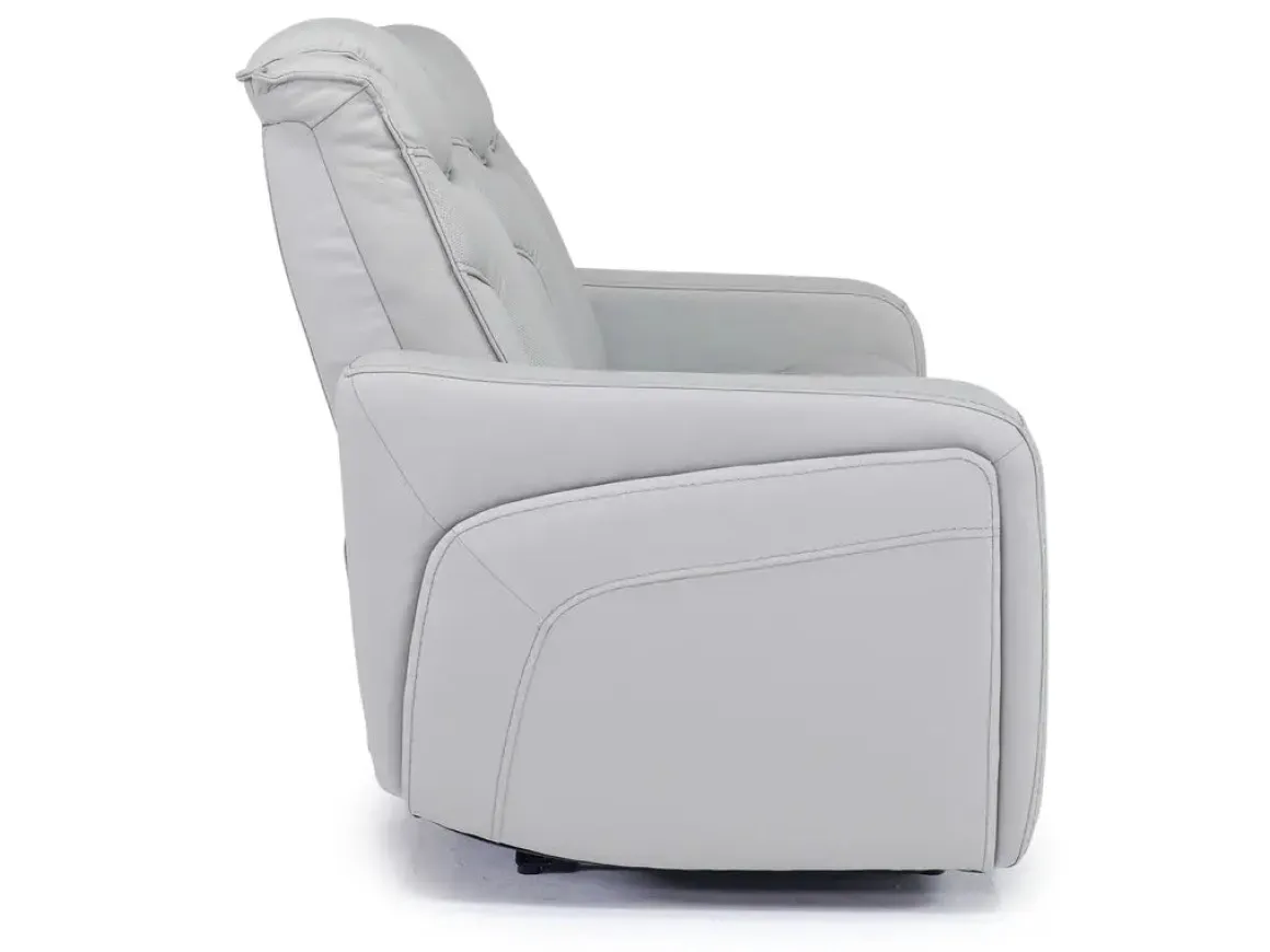 Bowden 2 Power Sofa W/ Drop Down Table In Blanca Light Gray Leather