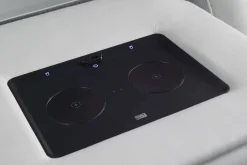 Bowden 2 Power Sofa W/ Drop Down Table In Blanca Light Gray Leather