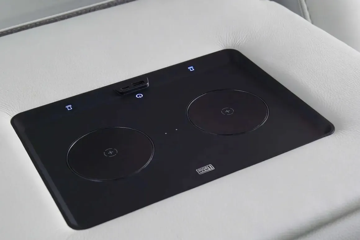 Bowden 2 Power Sofa W/ Drop Down Table In Blanca Light Gray Leather