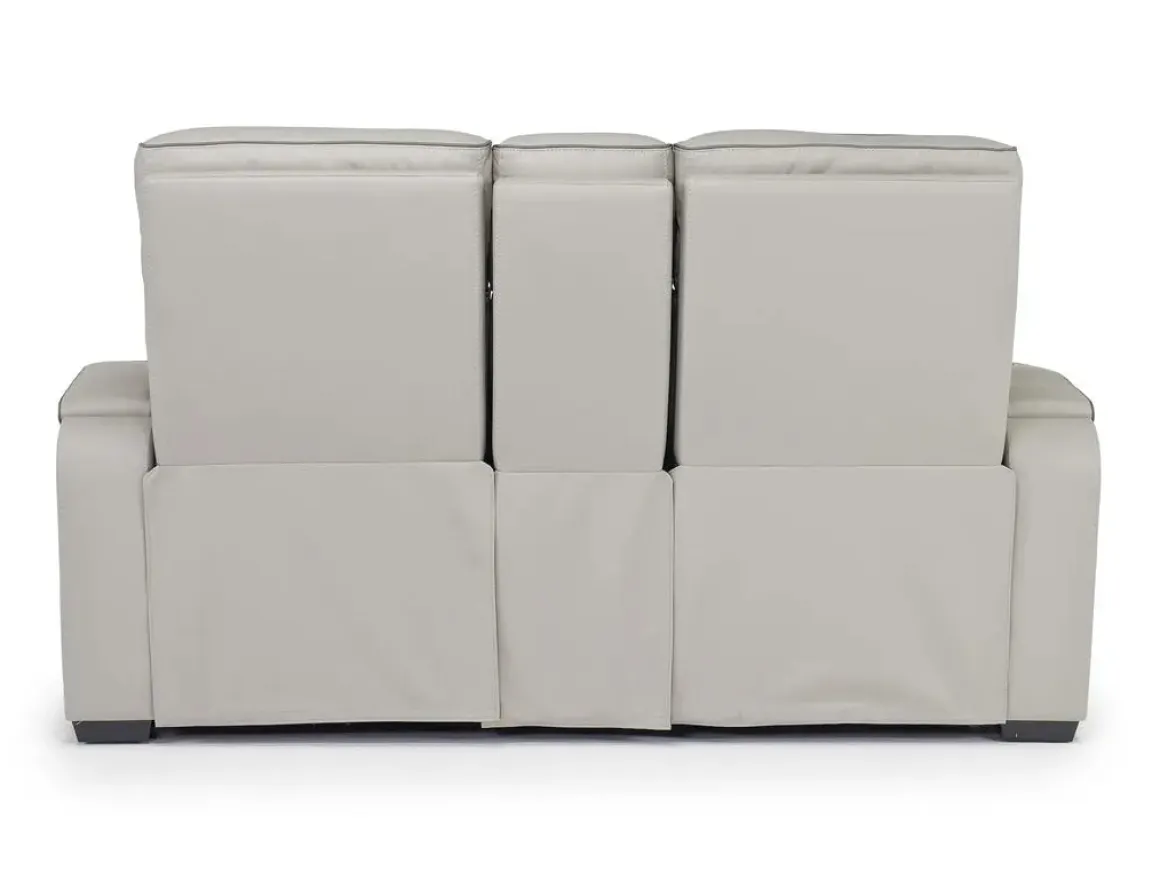 Boyington 2 Power Console Loveseat In Gray Leather