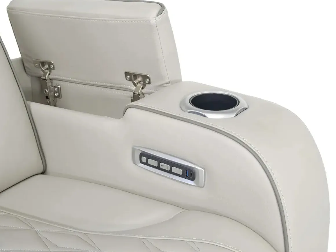 Boyington 2 Power Console Loveseat In Gray Leather